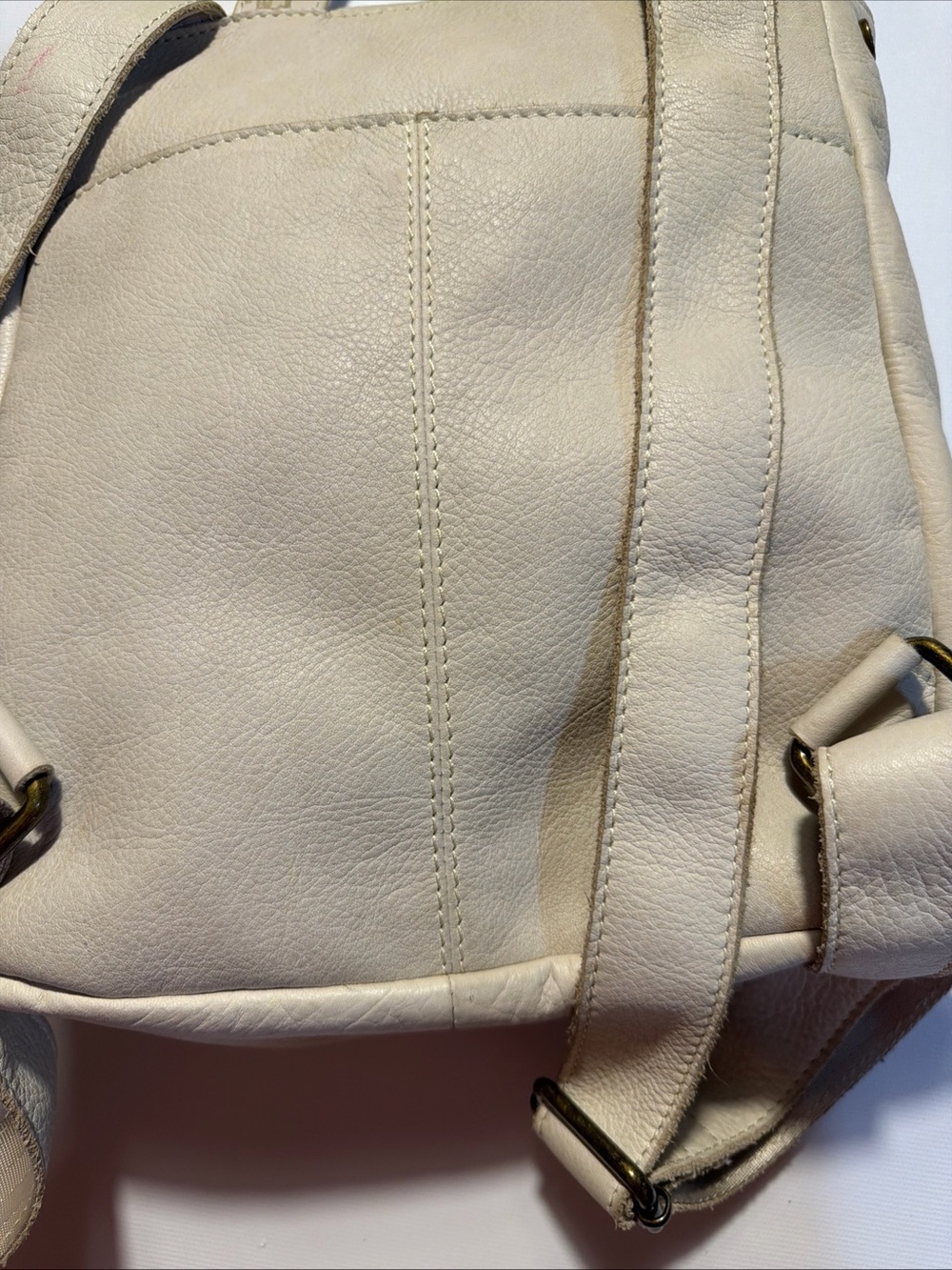 American Leather Co Liberty Small Backpack Cream Soft Leather Bag - Picture 6 of 14